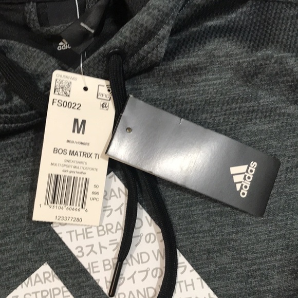Adidas NWT Bos Matrix TI Heather Gray Insignia Hooded Pull-Over size M - Picture 8 of 11